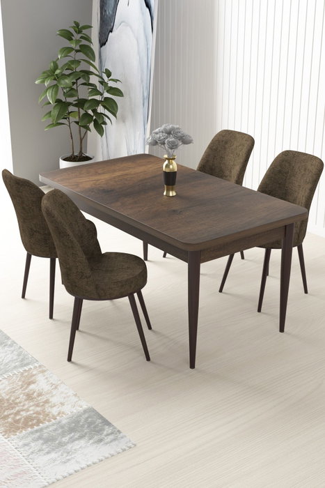 Hanah Home Juego de Mesa y Sillas de Comedor de 5 Piezas Barroco y Marrón